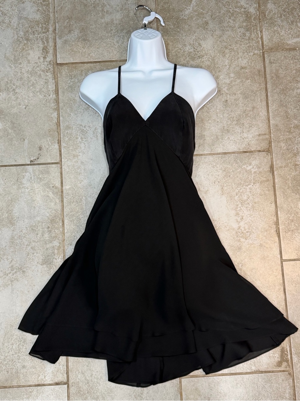 Cache Black Y2K Fairy Dress Size 4 Silk Blend Ruffle Sleeveless Formal